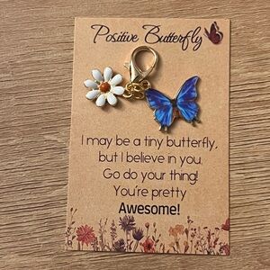 Blue Butterfly and Daisy Charm